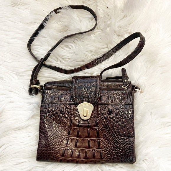 Brahmin Melbourne Mojito Brown Croc Crossbody Bag - Picture 1 of 9